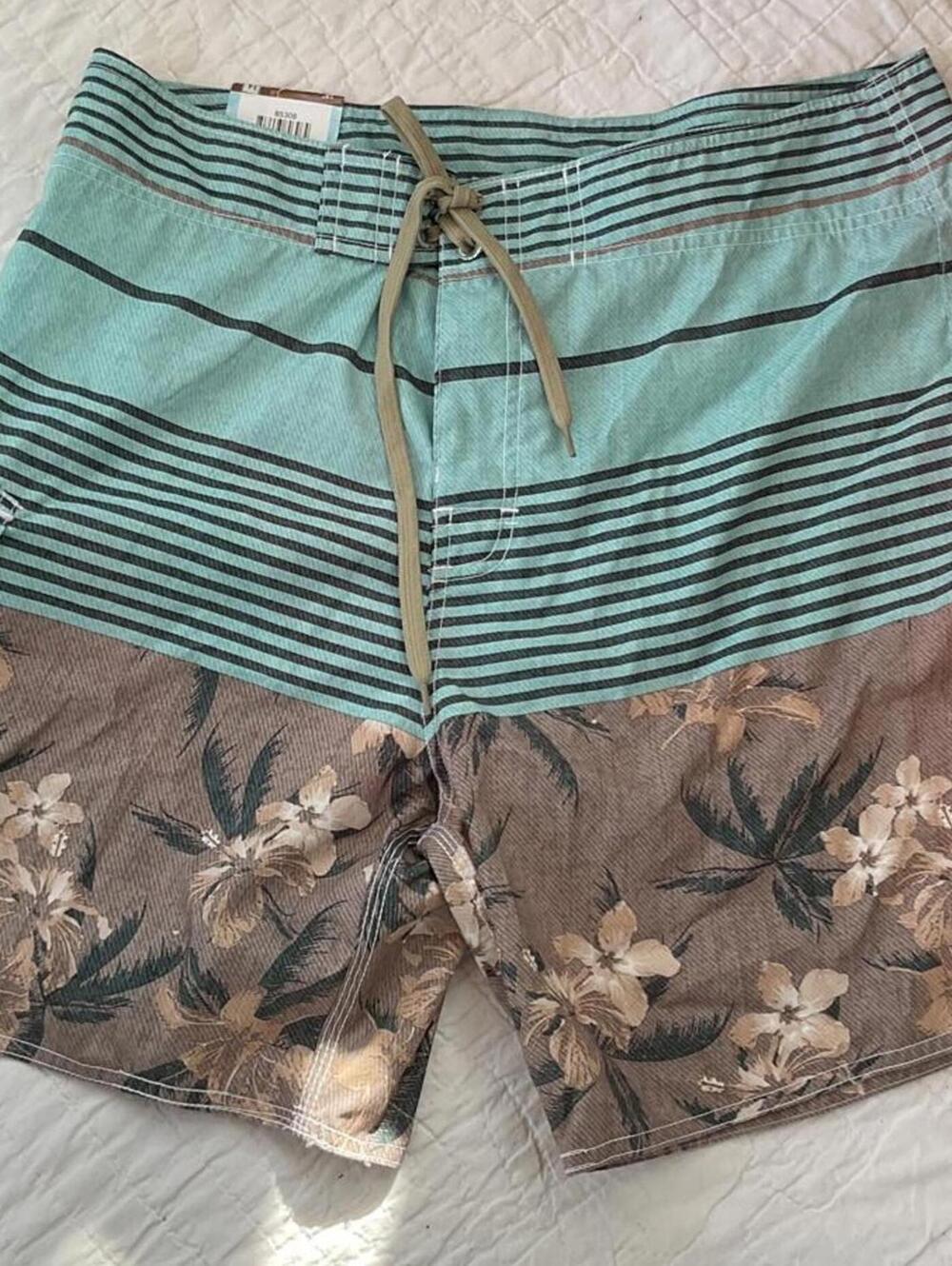 NWT Panama Jack Men's Roaming Isle Striped Swim Trunks Size 34
